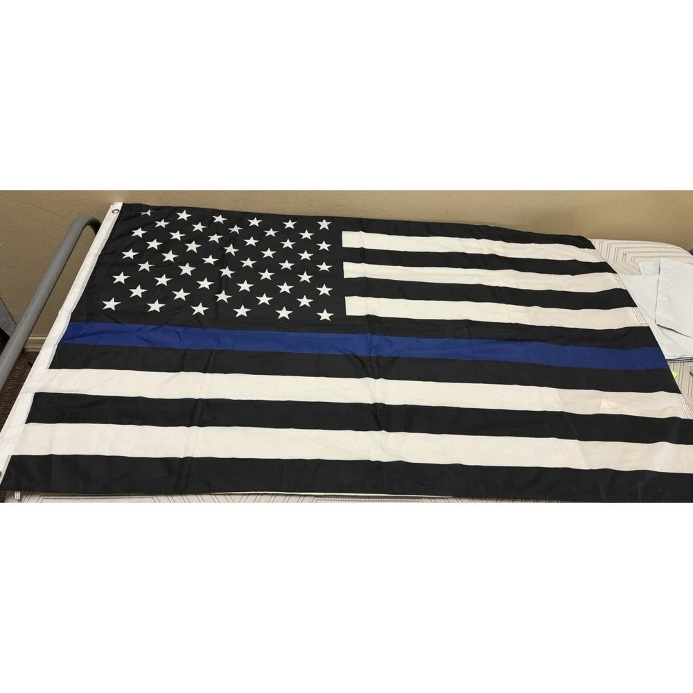 American Flag thin blue line, police, tapestry, yard‎ decor, man cave, 60x36
